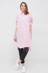Tommy Hilfiger sukienka bawełniana kolor różowy mini oversize. Czerwone sukienki Tommy Hilfiger, bez wzorów, z bawełny, bez kołnierzyka, bez ramiączek, mini, oversize. Za 799.99 zł.