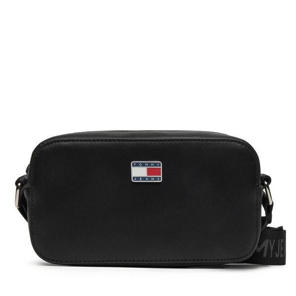 Torebka Tommy Jeans. Czarne listonoszki Tommy Jeans, bez wzorów, z jeansu, bez dodatków. Za 239.99 zł.