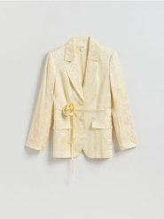 Marynarka z wiskozy - jasnożółty. Żółte marynarki i żakiety Reserved, l, bez wzorów, z wiskozy, bez ramiączek. Za 299.99 zł.