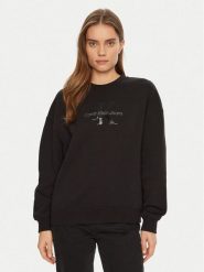 Calvin Klein Jeans Bluza Glossy Monologo J20J224724 Czarny Regular Fit. Czarne bluzy Calvin Klein Jeans, l, bez wzorów, z bawełny, bez kaptura. Za 249.99 zł.