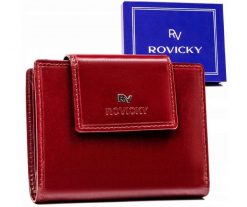 Portfel skórzany Rovicky RV-70613-9-BCA czerwony. Czerwone portfele ROVICKY, z aplikacjami, ze skóry. Za 74.00 zł.
