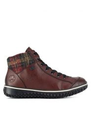 Rieker Botki Z4243-36 Bordowy. Czerwone botki Rieker, bez wzorów, bez obcasa, na płaskiej podeszwie, bez zapięcia. Za 265.99 zł.