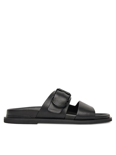 Badura Klapki FLOWER-LT778-93 Czarny. Czarne klapki Badura, bez wzorów, ze skóry, bez obcasa, bez zapięcia. Za 269.99 zł.