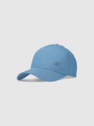 4F Czapka z daszkiem strapback uniseks - niebieska XS/S. Niebieskie czapki z daszkiem 4f, na lato, bez wzorów, z bawełny, sportowe. W wyprzedaży za 29.99 zł.