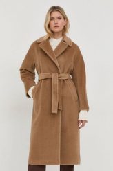Marella płaszcz wełniany kolor brązowy przejściowy dwurzędowy. Brązowe płaszcze Marella, bez wzorów, z wełny, bez kaptura. Za 3,299.90 zł.