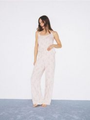 Wzorzysta piżama z wiskozy - złamana biel. Piżamy Reserved, l, bez wzorów, z tkaniny, bez kołnierzyka, bez ramiączek. Za 139.99 zł.