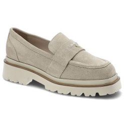 Beżowe Półbuty Chebello Eleganckie Mokasyny Damskie. Brązowe mokasyny CheBello, bez wzorów, ze skóry. Za 349.00 zł.