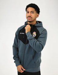 Nowoczesna bluza z kapturem Real Madryt. Czarne bluzy Real Madrid, s, bez wzorów, z bawełny, bez ramiączek, z kapturem. Za 284.23 zł.