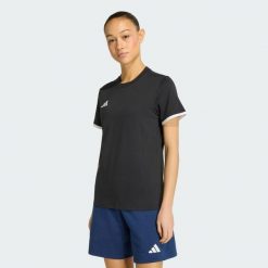 Koszulka Entrada26. Czarne t-shirty sportowe adidas, bez wzorów, z bawełny, bez ramiączek, do piłki nożnej. Za 78.99 zł.