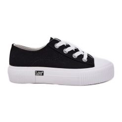 Trampki Damskie Na Platformie LEE Isla C Women Low 50251001 Czarne. Czarne trampki bez wzorów, przed kostkę, bez zapięcia. Za 235.96 zł.