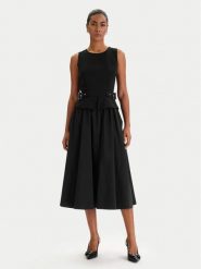 KARL LAGERFELD Sukienka codzienna B1W13023 Czarny Regular Fit. Czarne sukienki KARL LAGERFELD, na co dzień, bez wzorów, z syntetyku, bez kołnierzyka, bez ramiączek, proste. Za 1,399.00 zł.