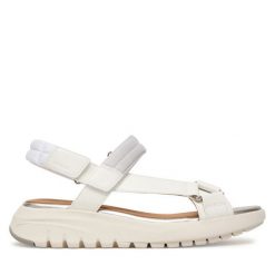 Sandały Geox. Białe sandały Geox, bez wzorów, bez obcasa, na płaskiej podeszwie, bez zapięcia. Za 419.99 zł.