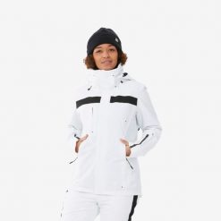 Kurtka narciarska i snowboardowa damska Quechua 900. Białe kurtki narciarskie WED'ZE, na zimę, l, bez wzorów, z materiału, bez kaptura, narciarskie. Za 879.99 zł.