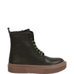 ZIELONE BOTKI 108921104 KHAKI. Brązowe botki Venezia, bez wzorów, ze skóry, bez obcasa, bez zapięcia. Za 239.00 zł.