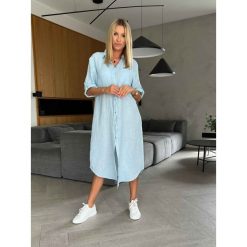 Sukienka Linen Sunset Sky. Niebieskie sukienki ClothStore, bez wzorów, bez kołnierzyka, bez ramiączek. Za 179.00 zł.