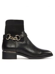 Aldo Botki Franina 13472669 Czarny. Czarne botki Aldo, bez wzorów, ze skóry, bez obcasa, na płaskiej podeszwie, bez zapięcia. Za 319.99 zł.