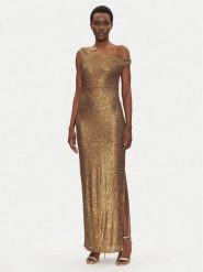 NORMA KAMALI Sukienka wieczorowa ST4243SQG69151 Złoty Slim Fit. Żółte sukienki Norma Kamali, xs, bez wzorów, z syntetyku, wizytowe, bez kołnierzyka, bez ramiączek. Za 969.99 zł.