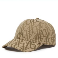 Czapka z daszkiem Armani Exchange. Brązowe czapki z daszkiem Armani Exchange, bez wzorów. Za 209.99 zł.