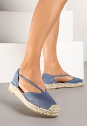 Ciemnoniebieskie Espadryle z Plecioną Podeszwą i Wycięciem po Bokach Anniran. Niebieskie espadryle Born2be, bez wzorów, z satyny, casualowe, bez obcasa. W wyprzedaży za 59.99 zł.