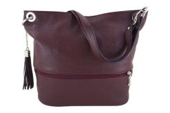 Shopperka skórzana BARBERINI'S bordowa 163-5. Czerwone shopper bag Barberinis, bez wzorów, ze skóry, biznesowe, bez dodatków. Za 249.99 zł.