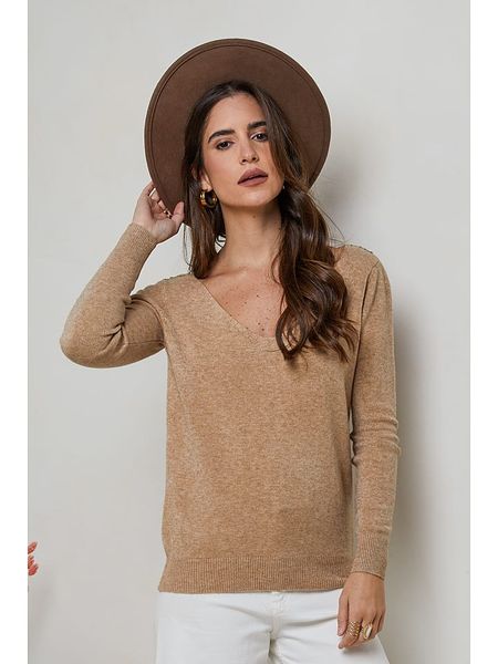Soft Cashmere Sweter w kolorze karmelowym rozmiar: 34/36. Brązowe swetry Soft Cashmere, bez wzorów, z koronki, klasyczne, bez ramiączek. Za 92.42 zł.