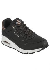 Buty do chodzenia damskie Skechers Uno. Czarne buty treningowe Skechers, na zimę, bez wzorów, z materiału, bez zapięcia, trekkingowe. Za 414.00 zł.
