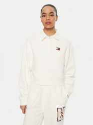 Tommy Jeans Bluza DW0DW19409 Biały Relaxed Fit. Białe bluzy Tommy Jeans, xl, bez wzorów, z bawełny, bez kaptura. Za 279.99 zł.