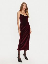 BARDOT Sukienka koktajlowa Camelia 59535DB Bordowy Slim Fit. Czerwone sukienki Bardot, bez wzorów, z bawełny, wizytowe, bez kołnierzyka, bez ramiączek. Za 299.99 zł.