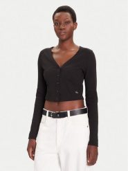 Calvin Klein Jeans Kardigan LV047C204G Czarny Regular Fit. Czarne swetry Calvin Klein Jeans, xxl, bez wzorów, z bawełny, bez ramiączek. Za 149.99 zł.