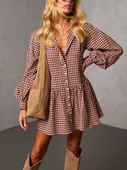 Milan Kiss Sukienka w kolorze bordowo-beżowym rozmiar: L. Brązowe sukienki Milan Kiss, l, bez wzorów, bez kołnierzyka, bez ramiączek, mini, rozkloszowane. Za 173.99 zł.