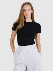 4F T-shirt slim gładki damski (2-pack) - czarny L. Czarne t-shirty 4f, l, bez wzorów, z bawełny, klasyczne, bez kołnierzyka, bez ramiączek. Za 79.99 zł.