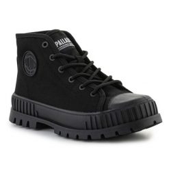 Buty Palladium Pallashock Supply 77965-001 czarne. Czarne buty treningowe z aplikacjami, z bawełny, bez zapięcia, tenisowe. Za 705.57 zł.