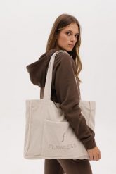 TORBA POPPY PIASKOWA One size - Flawless. Shopper bag Flawless, bez wzorów, z bawełny, na ramię, bez dodatków. Za 230.00 zł.
