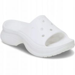 Klapki Dla Dorosłych Crocs Bae Slide. Czerwone klapki Crocs, bez wzorów, z materiału, bez obcasa, bez zapięcia. Za 191.99 zł.