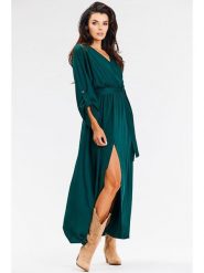 Awama Sukienka w kolorze ciemnozielonym rozmiar: L. Zielone sukienki Awama, l, bez wzorów, bez kołnierzyka, bez ramiączek, maxi. Za 164.99 zł.