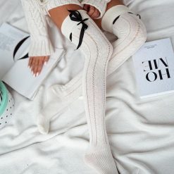 Zakolanówki damskie 215 wstążka ecru. Pończochy i pasy Milena, bez wzorów, z bawełny. Za 40.00 zł.