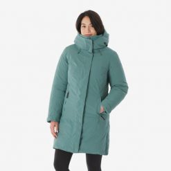Parka turystyczna damska puchowa Quechua NH900 -20°C wodoodporna. Zielone płaszcze QUECHUA, na zimę, m, bez wzorów, z puchu, sportowe, bez kaptura. Za 799.99 zł.