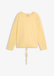 Bluza z bawełną organiczną. Żółte bluzy bonprix, bez wzorów, z bawełny, bez ramiączek, bez kaptura. Za 74.99 zł.