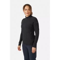 Bluza polarowa damska Rab Nexus Jacket rozpinana. Czarne bluzy bez kaptura RAB, bez wzorów, z polaru, bez kaptura, trekkingowe. Za 306.99 zł.