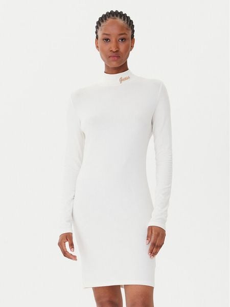 Guess Sukienka codzienna V5BK04 KCBF1 Écru Slim Fit. Sukienki Guess, na co dzień, l, z aplikacjami, z bawełny, bez kołnierzyka, bez ramiączek, proste. Za 239.99 zł.