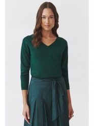 TATUUM Sweter "Flare" w kolorze ciemnozielonym rozmiar: XS. Zielone swetry Tatuum, xs, bez wzorów, bez ramiączek. Za 82.83 zł.