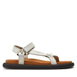 Sandały Fly London. Białe sandały Fly London, bez wzorów, bez obcasa, na płaskiej podeszwie, bez zapięcia. Za 589.99 zł.