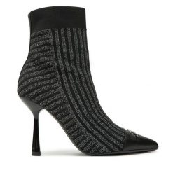 Botki KARL LAGERFELD. Czarne botki KARL LAGERFELD, bez wzorów, bez obcasa, na szpilce, bez zapięcia. Za 599.99 zł.