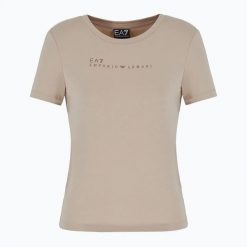 Koszulka damska EA7 Emporio Armani Natural Ventus 7. Brązowe t-shirty sportowe EA7 Emporio Armani, l, z aplikacjami, z elastanu, bez ramiączek, na fitness i siłownię. Za 229.99 zł.