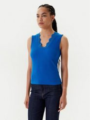 Morgan Top 251-DADILO Niebieski Slim Fit. Niebieskie topy Morgan, s, bez wzorów, z syntetyku, bez kołnierzyka, bez ramiączek. Za 159.99 zł.