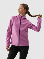 4F Kurtka softshell wiatroodporna membrana 5000 damska - różowa XL. Czerwone kurtki 4f, na zimę, m, bez wzorów, z dzianiny, z kapturem, wspinaczkowe, windstopper. W wyprzedaży za 139.99 zł.