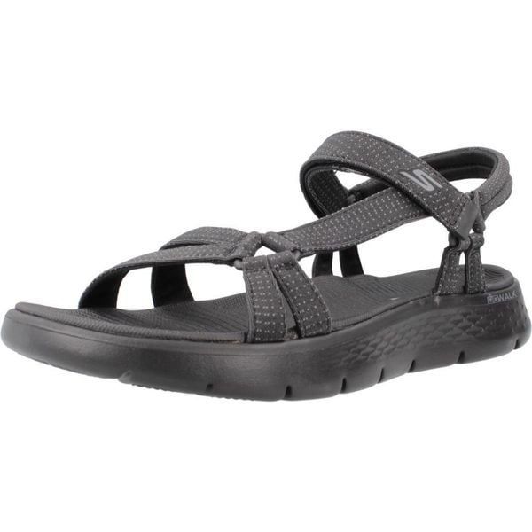Sandały SKECHERS GO WALK FLEX SANDAL Czarny. Czarne sandały Skechers, bez wzorów, z materiału, bez obcasa, bez zapięcia. Za 367.00 zł.