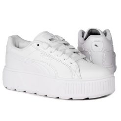 Buty damskie trampki Puma KARMEN. Białe trampki Puma, bez wzorów, z materiału, eleganckie, bez zapięcia. Za 374.75 zł.