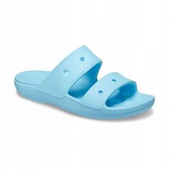 Klapki Dla Dorosłych Crocs Classic Sandal. Niebieskie klapki Crocs, bez wzorów, z materiału, bez obcasa, bez zapięcia. Za 118.99 zł.
