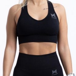 Xtreme Sportswear damski top sportowy Czarny. Czarne biustonosze sportowe XTREME, bez wzorów, na fitness i siłownię. Za 99.99 zł.